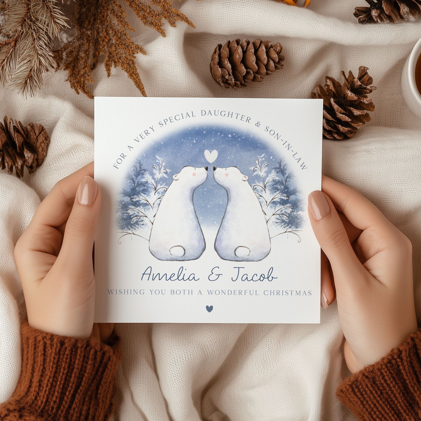 Personalised Polar Bear Couple Christmas Card
