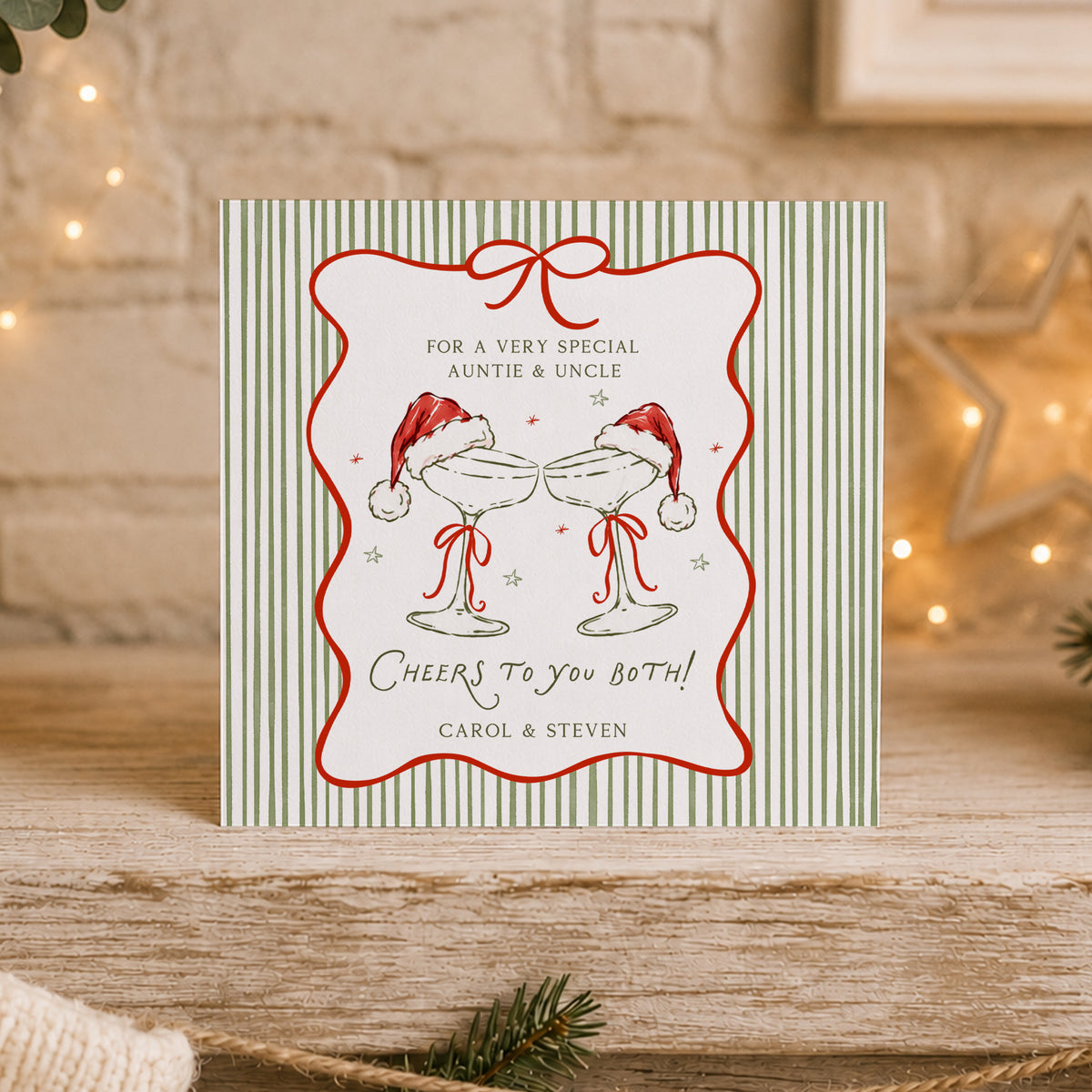 Personalised Couple Christmas Card – Champagne Glasses