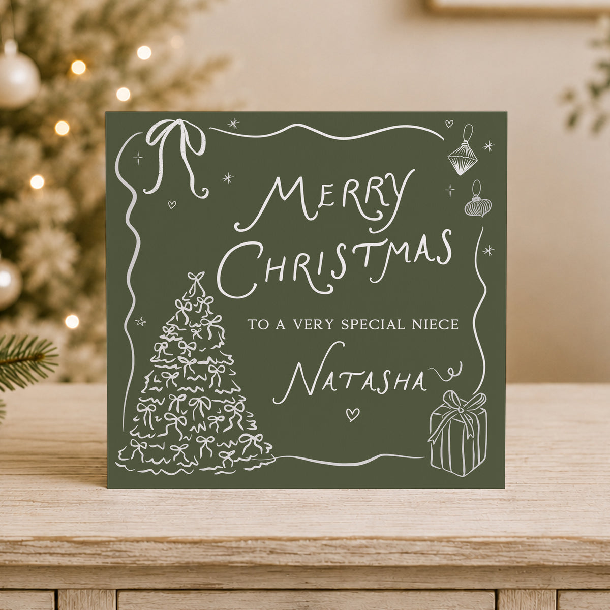 Personalised Sister Christmas Card – Green Christmas Tree