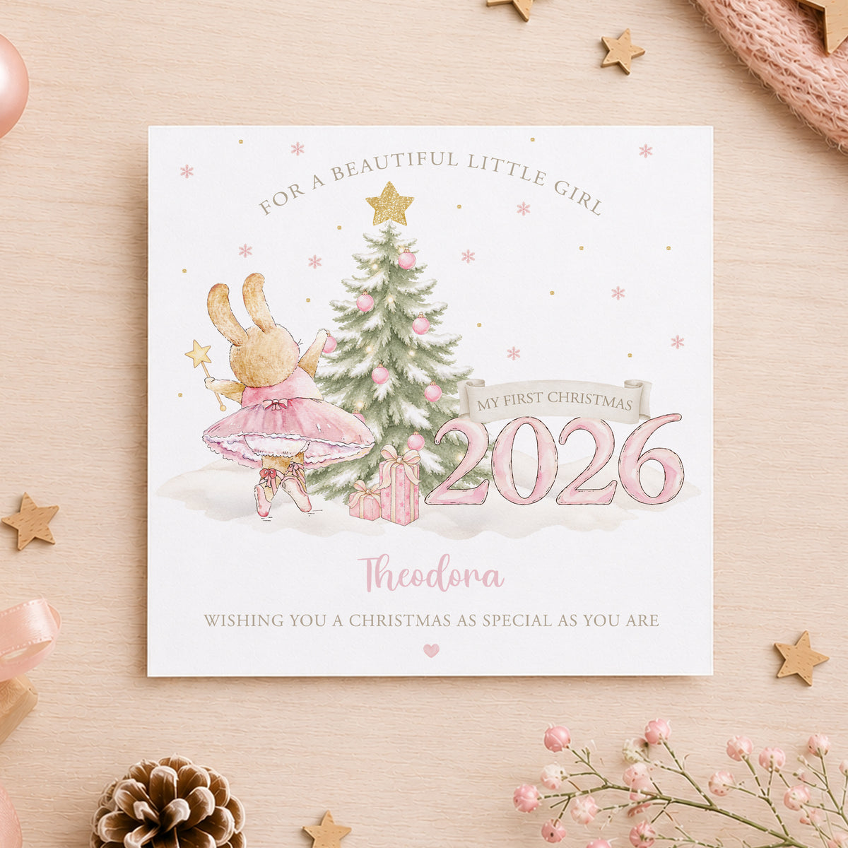 Personalised Granddaughter First Christmas Card 2026
