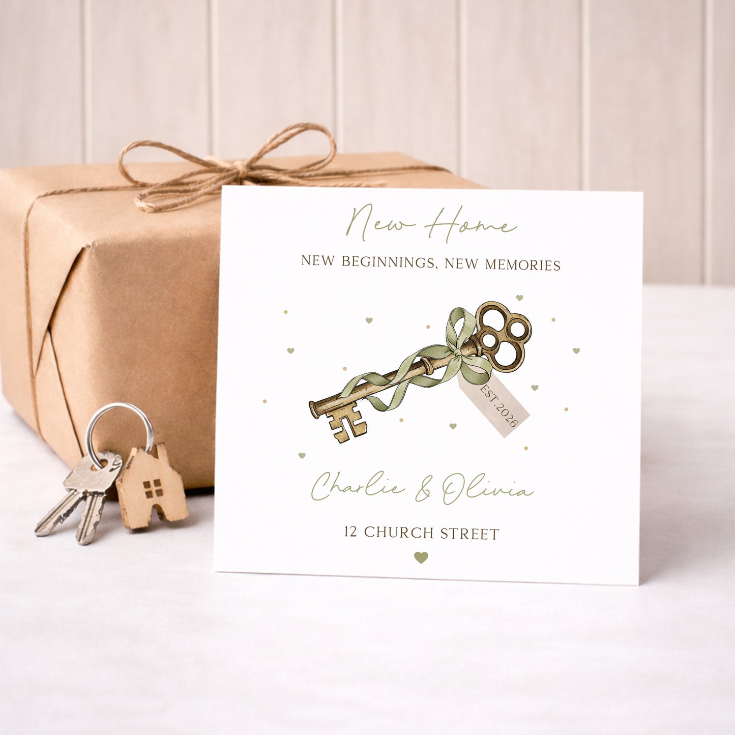 Personalised New Home Vintage Key Card