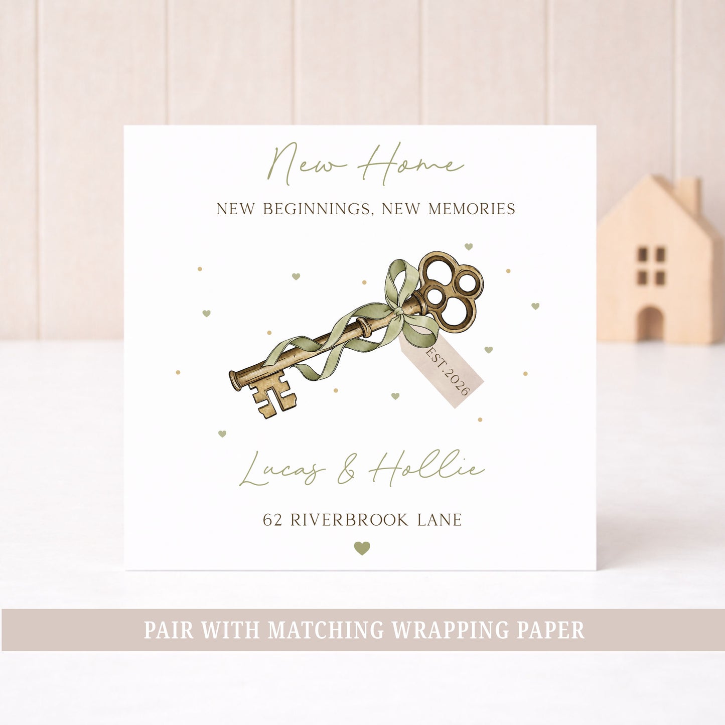 Personalised New Home Vintage Key Card