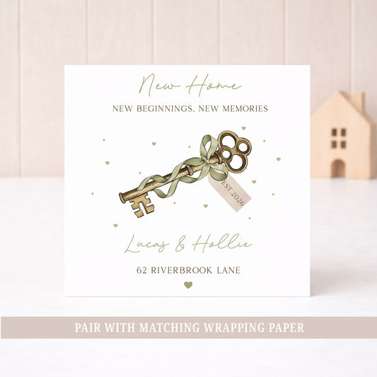 Personalised New Home Vintage Key Card