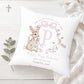 Personalised Pink Bunny Cushion Christening, Baptism, Naming Day Gift for Girls