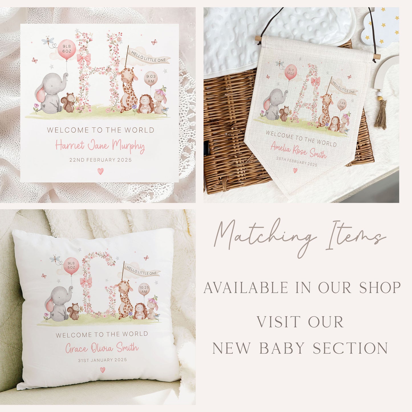 Personalised New Baby Girl's Wrapping Paper