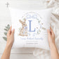 Personalised Blue Bunny Christening Baptism Cushion