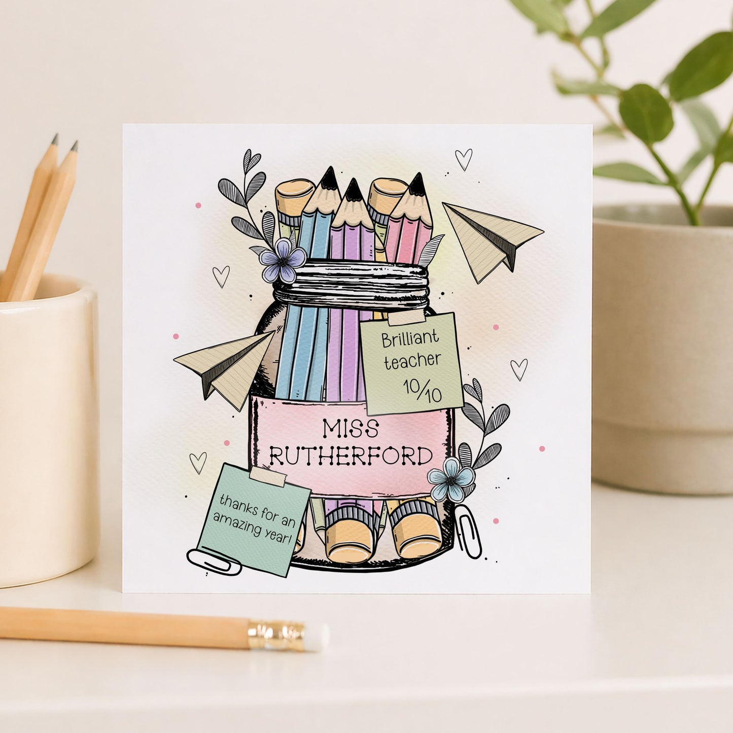 Thank You Card for Teacher Personalised