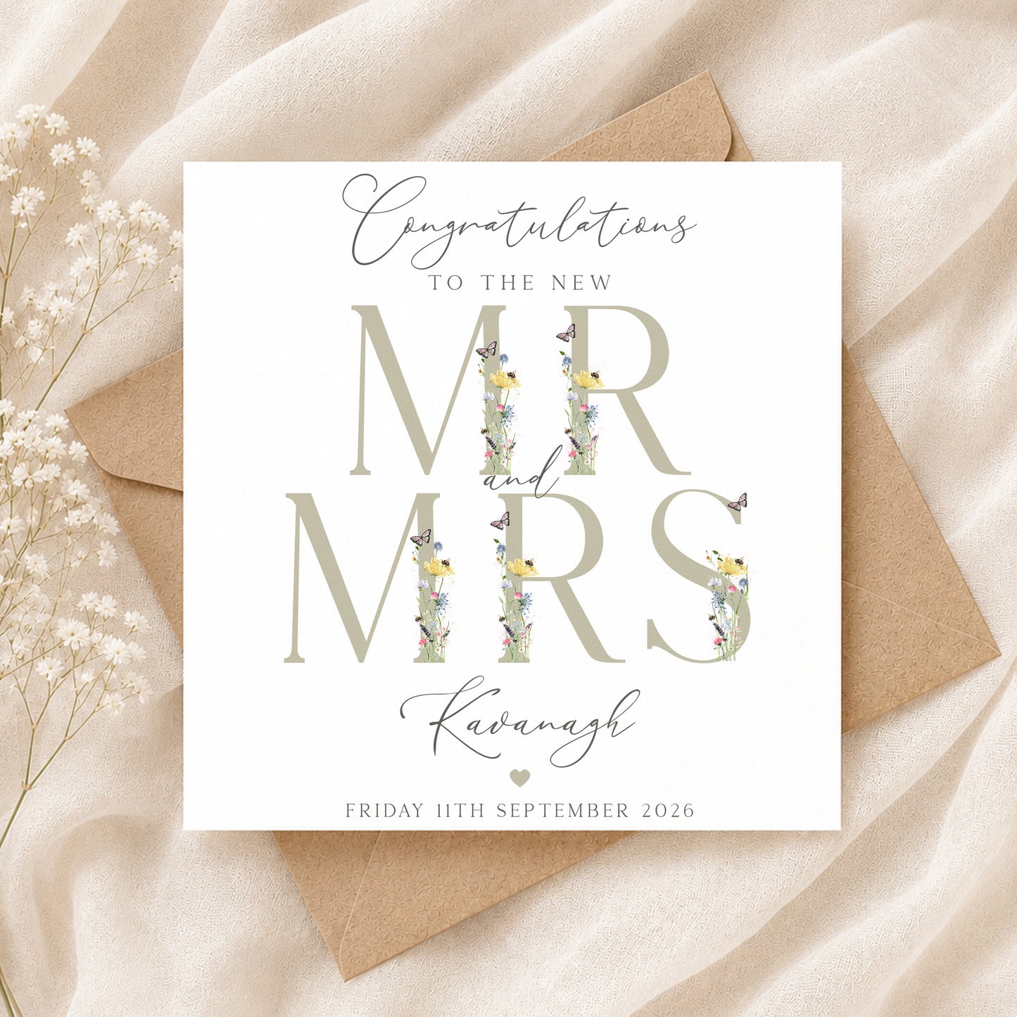 Personalised Mr & Mrs Wedding Card
