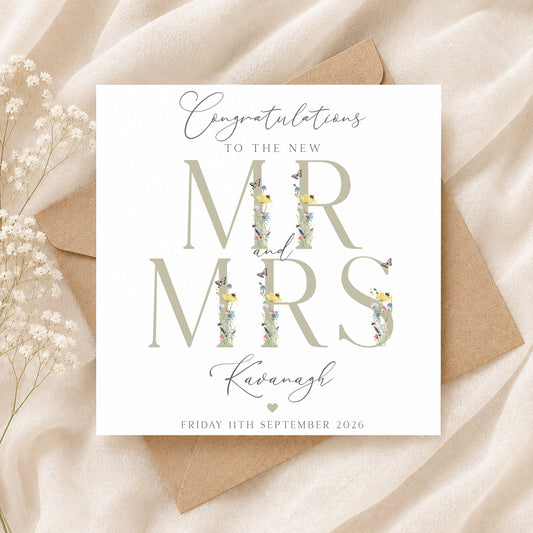 Personalised Mr & Mrs Wedding Card