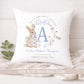 Personalised Blue Bunny Christening Baptism Cushion