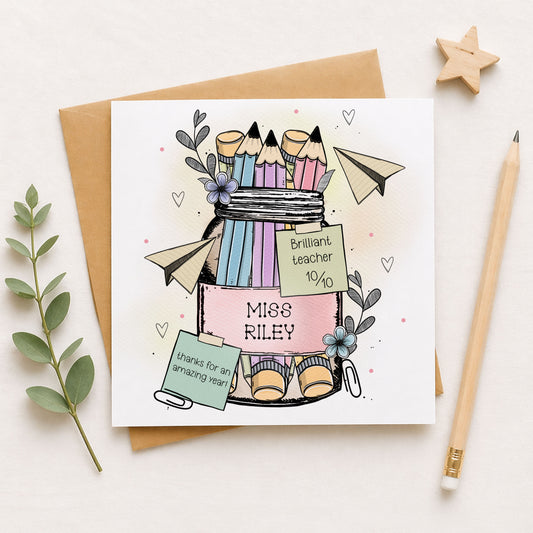 Thank You Card for Teacher Personalised