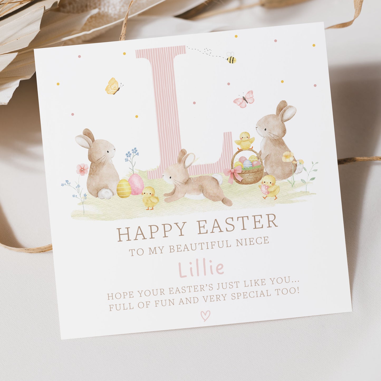 Personalised Girl's Bunny Easter Card