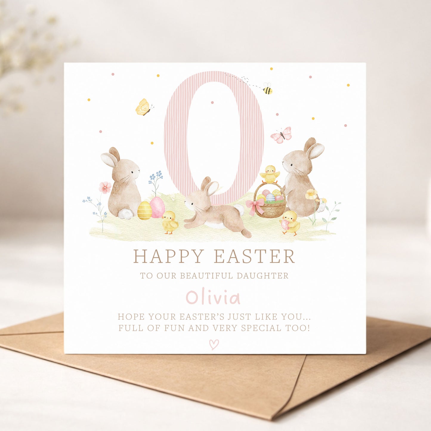 Personalised Girl's Bunny Easter Card