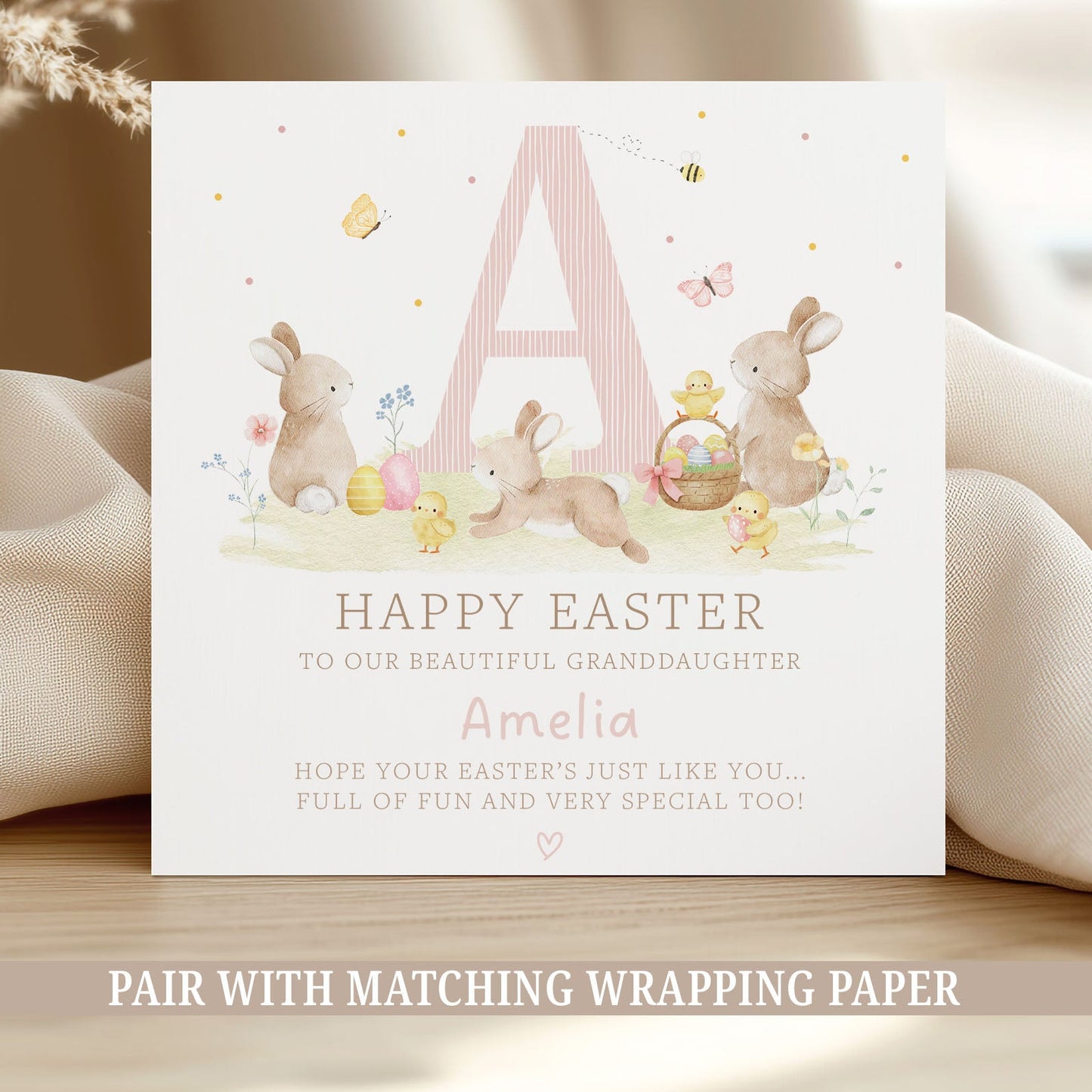 Personalised Girl's Bunny Easter Card