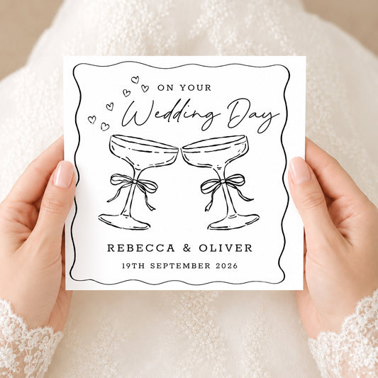 Personalised Wedding Card Champagne Congratulations