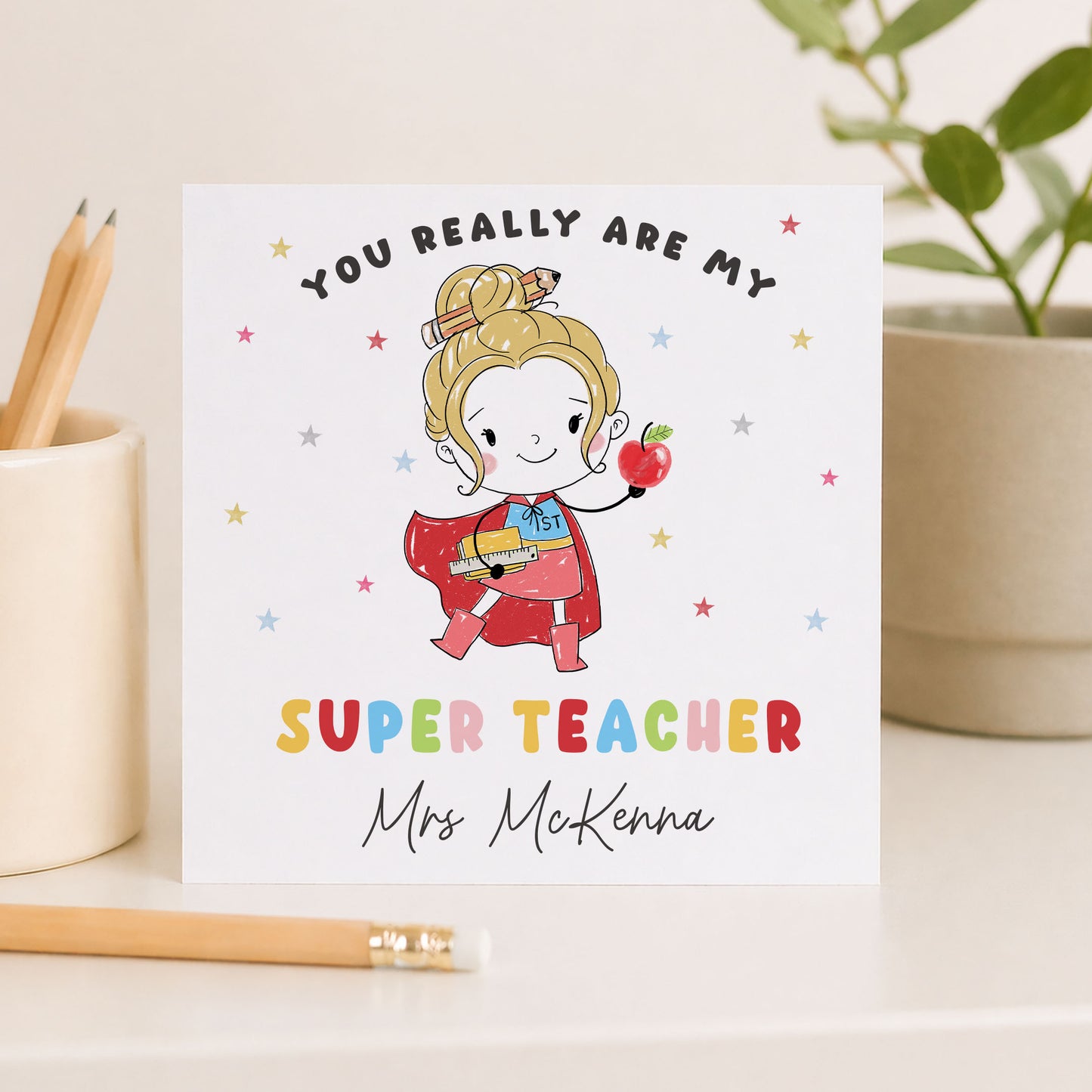 Custom Superhero Teacher Card