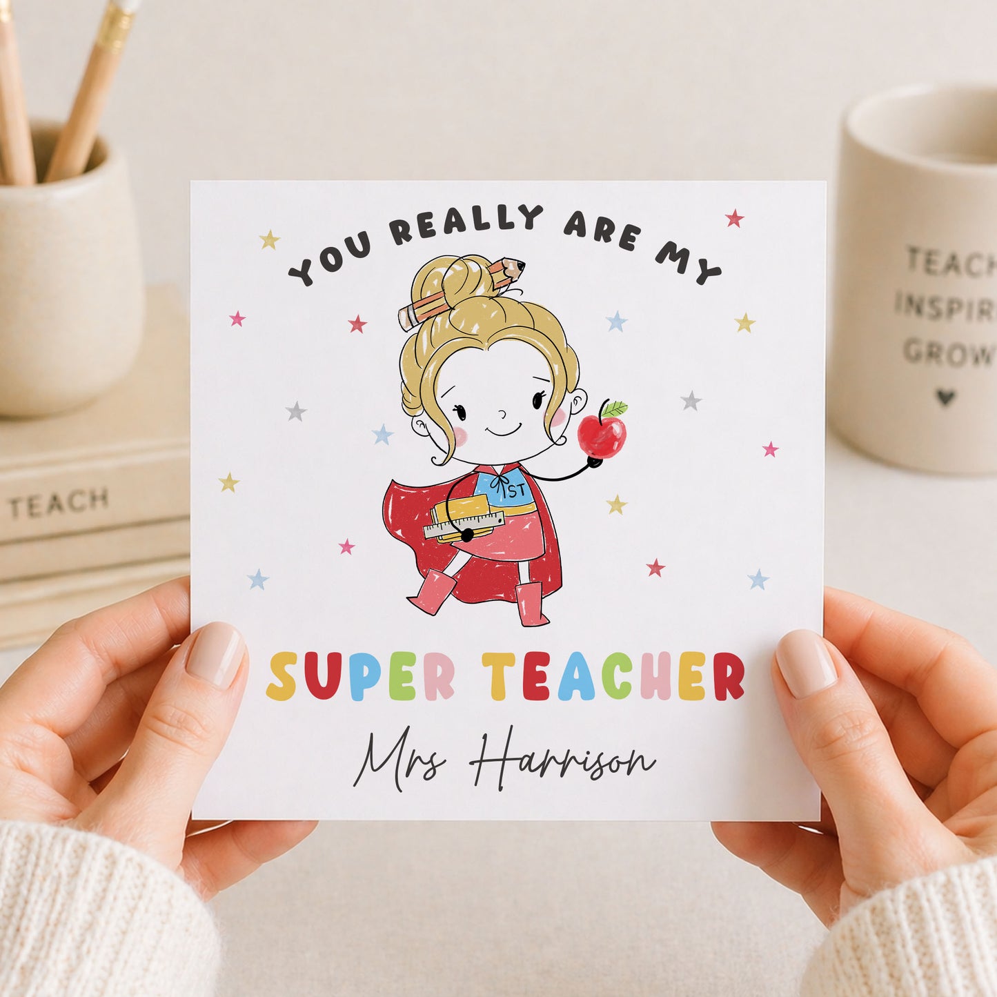 Custom Superhero Teacher Card