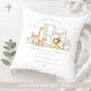 Personalised Green Safari Animals Christening Baptism Cushion