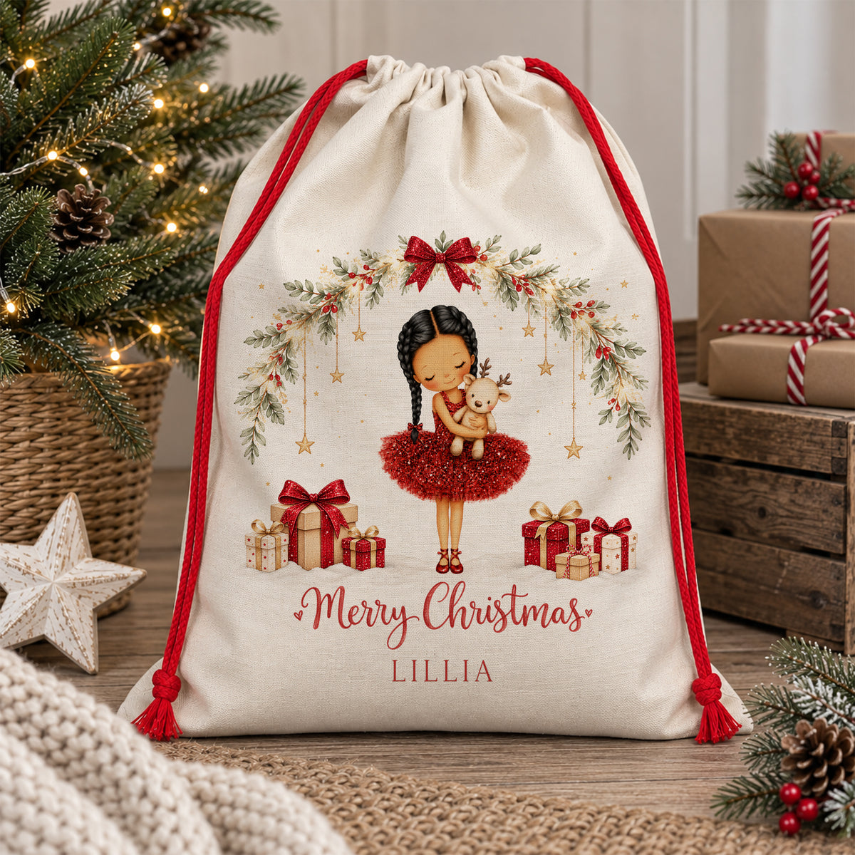 Personalised Ballerina Christmas Sack for Girls