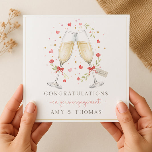 Personalised Champagne Flute Engagement Card