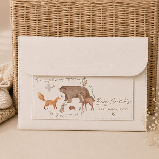 Neutral Woodland Pregnancy Notes Folder Personalised