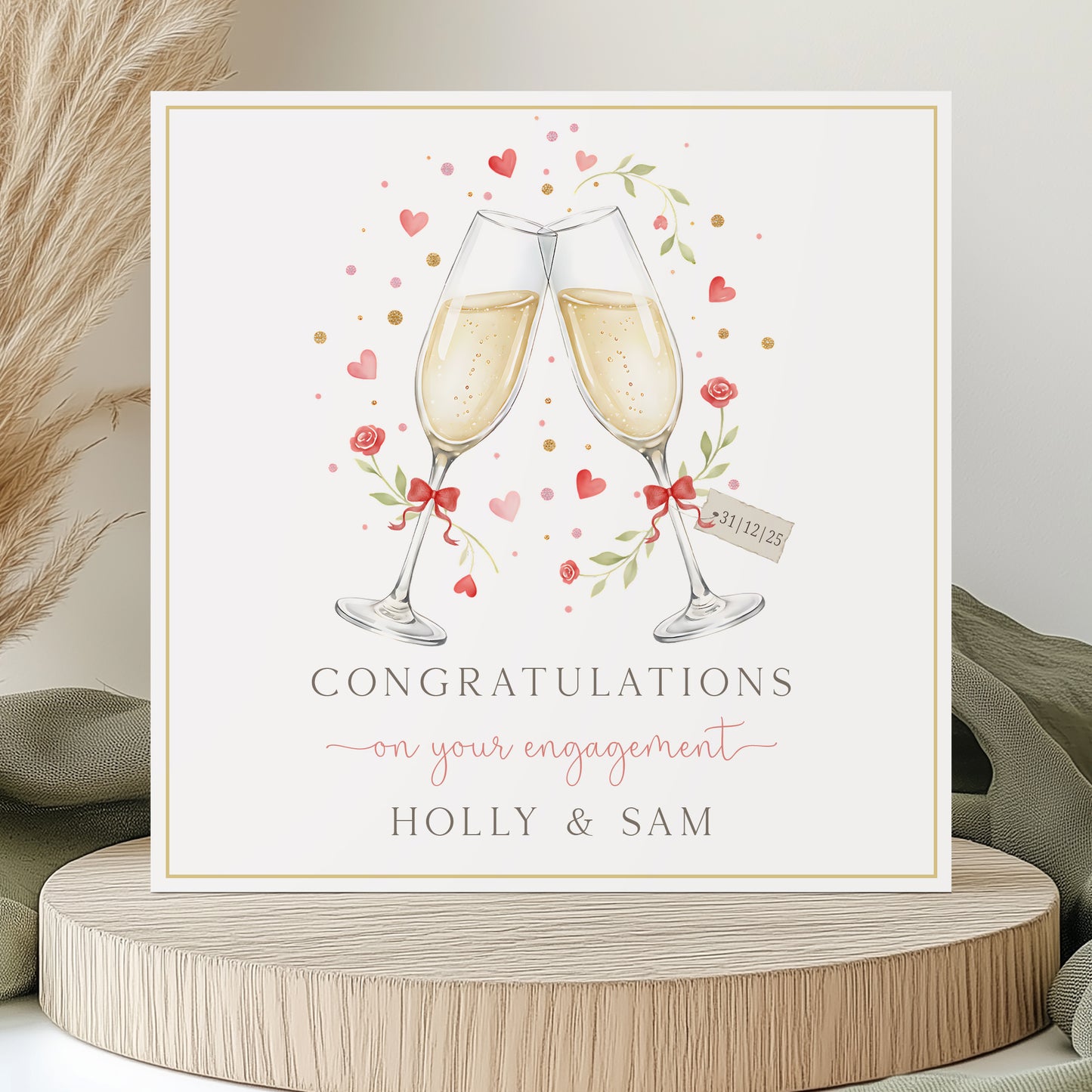 Personalised Champagne Flute Engagement Card
