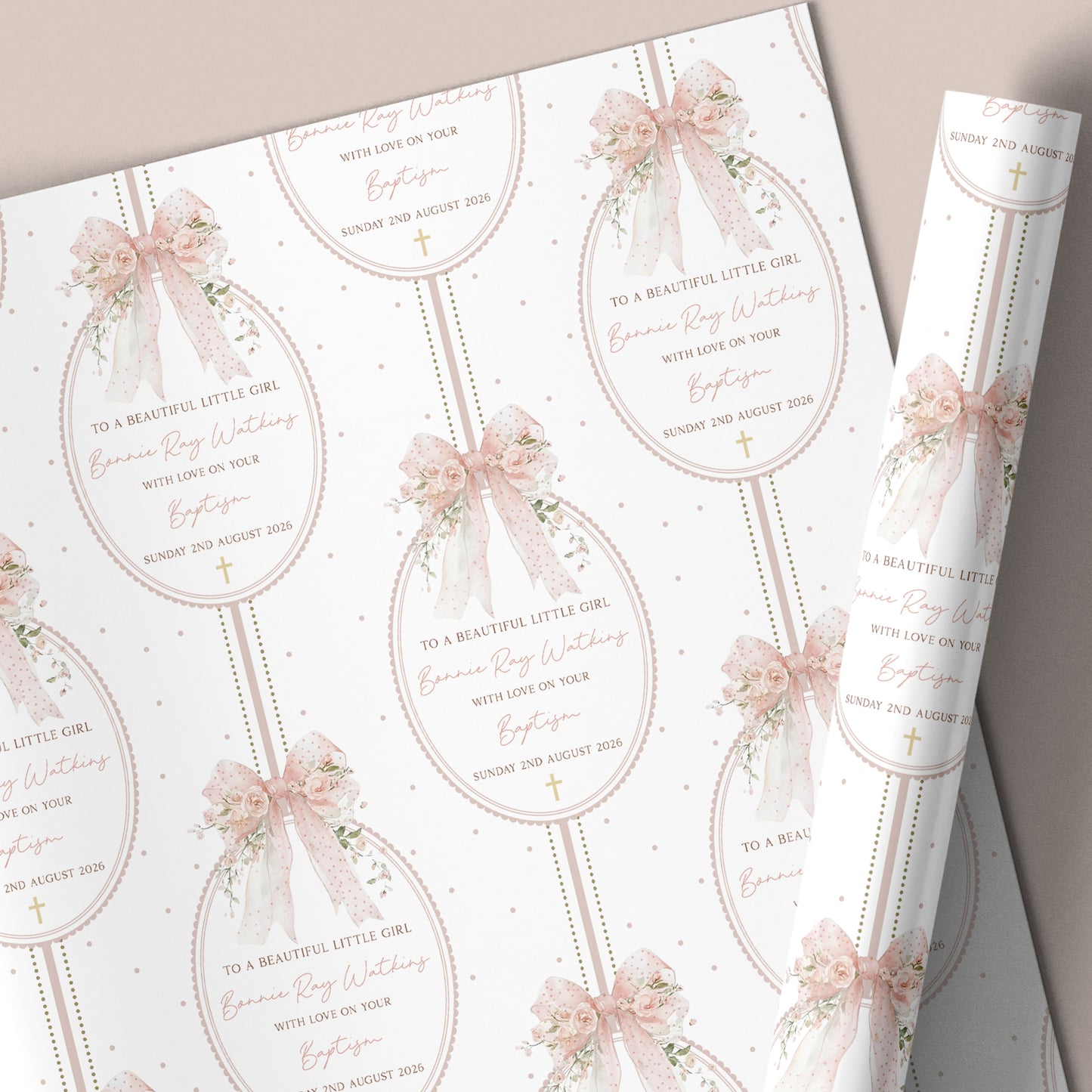Personalised Goddaughter Christening, Baptism Wrapping Paper