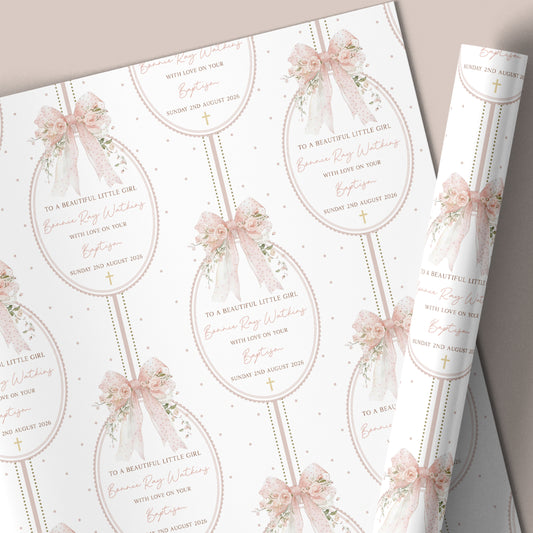 Personalised Goddaughter Christening, Baptism Wrapping Paper