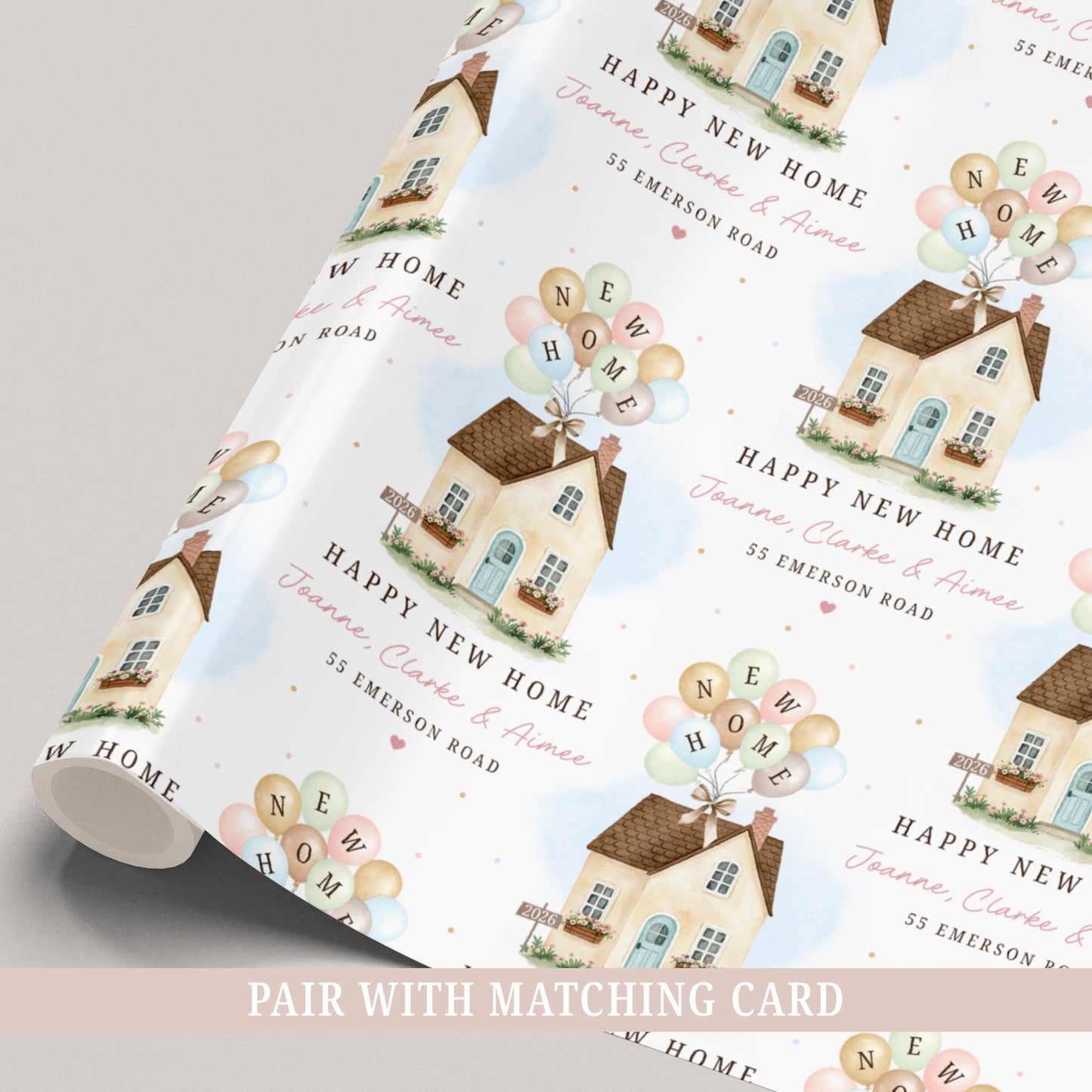 Personalised New Home Balloons Wrapping Paper