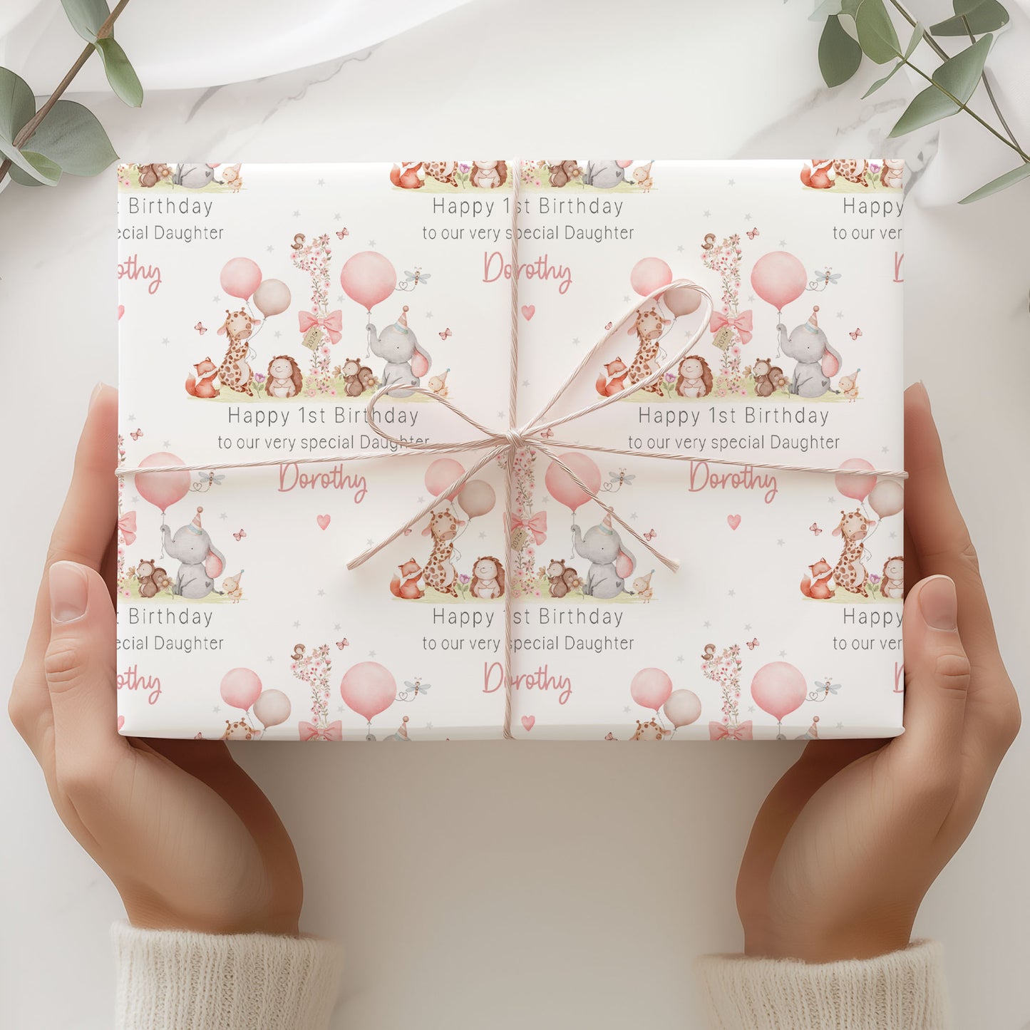 Personalised Girl's 1st Birthday Gift Wrapping Paper