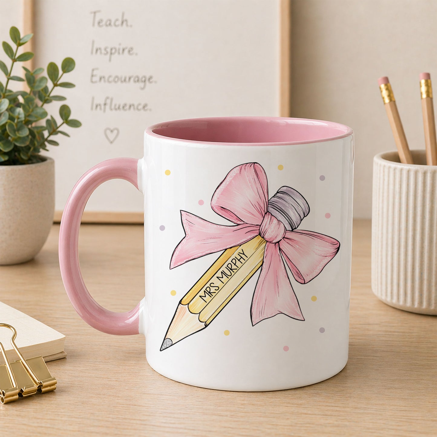 Personalised Pink Teacher Mug