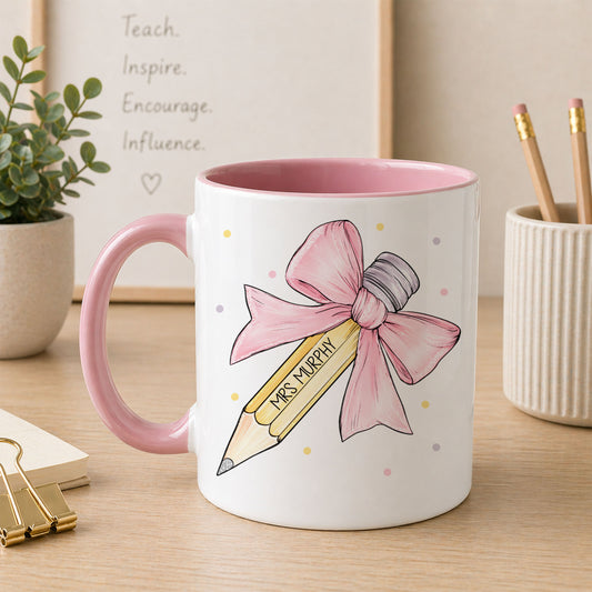 Personalised Pink Teacher Mug