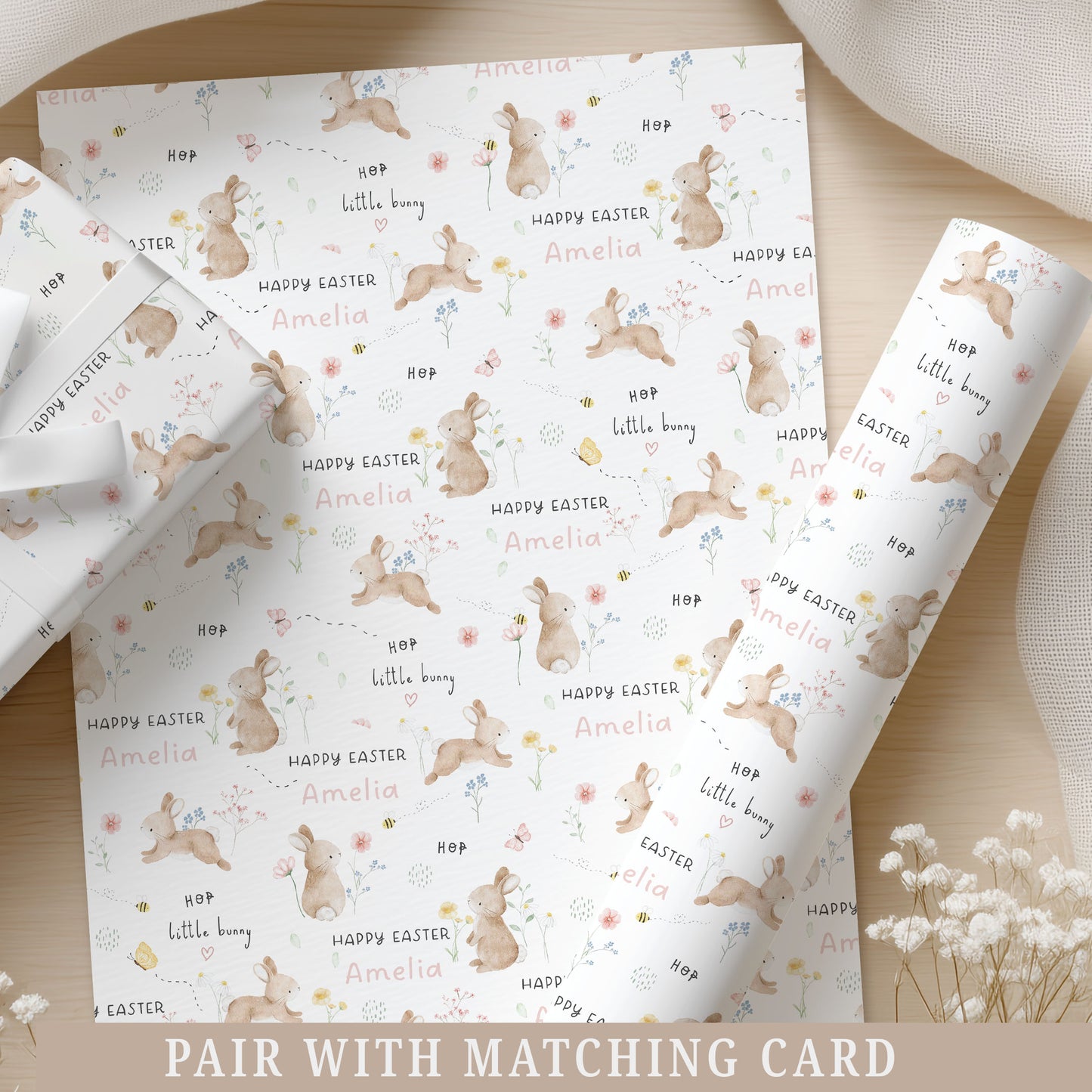 Personalised Girl's Easter Bunny Wrapping Paper