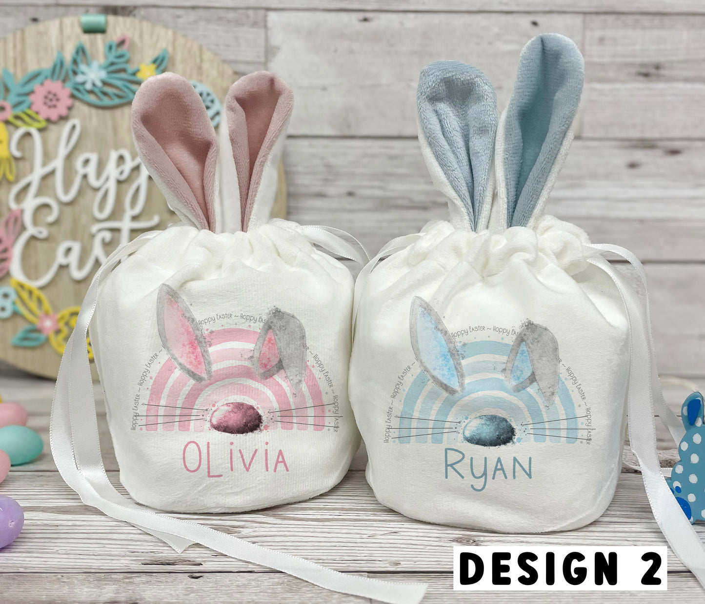 Personalised Small Easter Bunny Drawstring Bag - 4 Designs