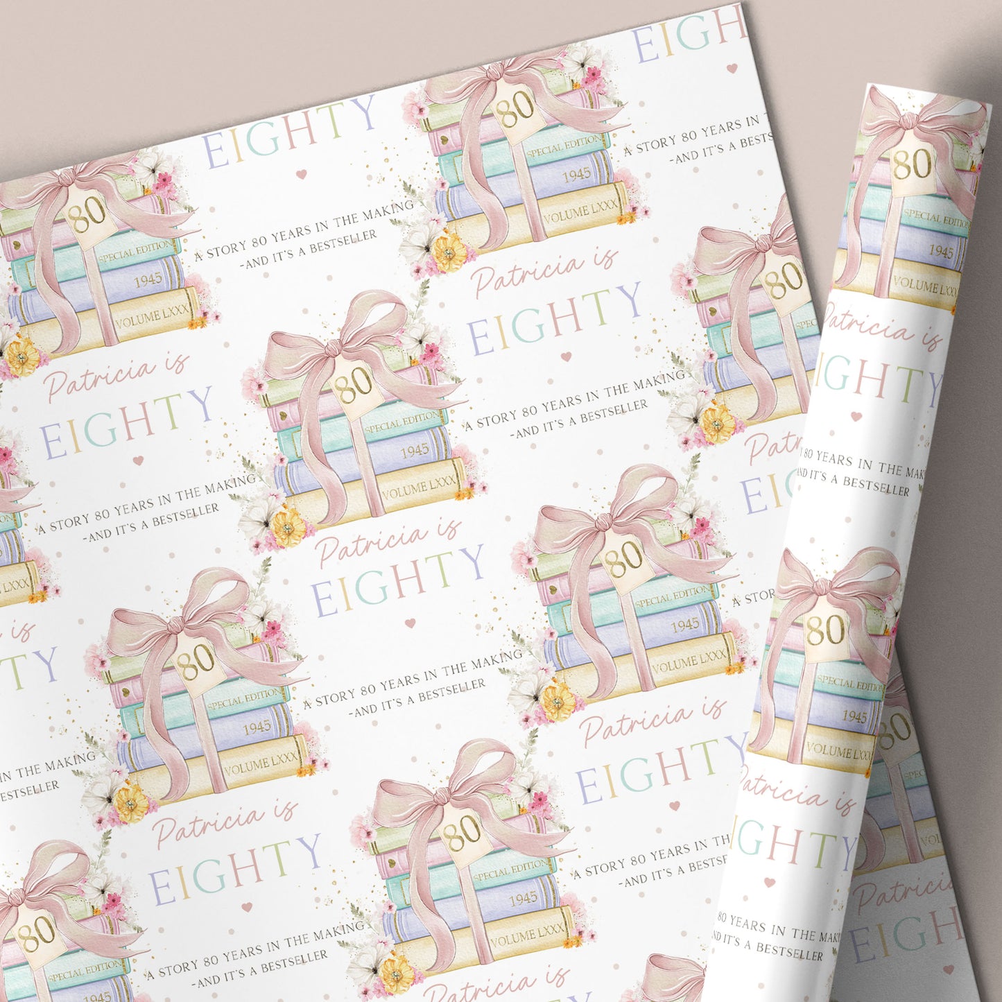Personalised 80th Birthday Wrapping Paper For Mum