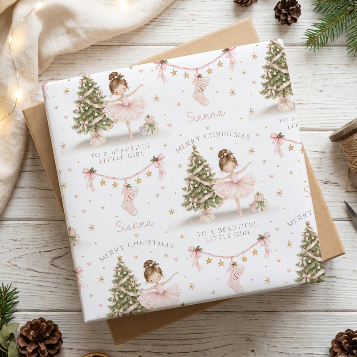 Personalised Granddaughter Christmas Card – Pink Ballerina