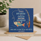 Personalised fishing birthday card with fishing rod, fish illustration and custom name.