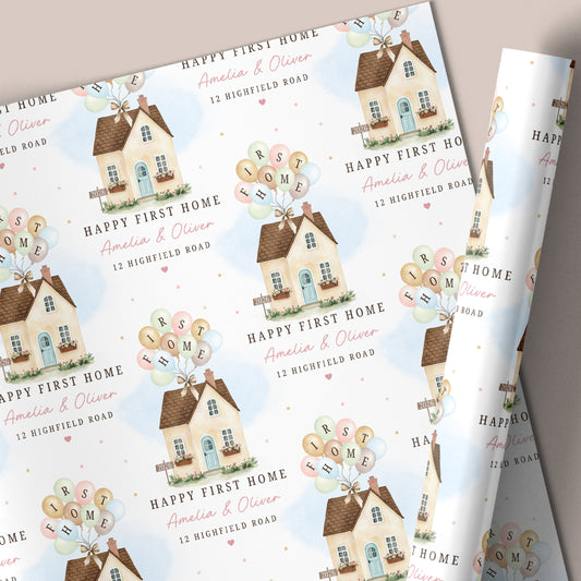 Personalised First Home Balloons Wrapping Paper