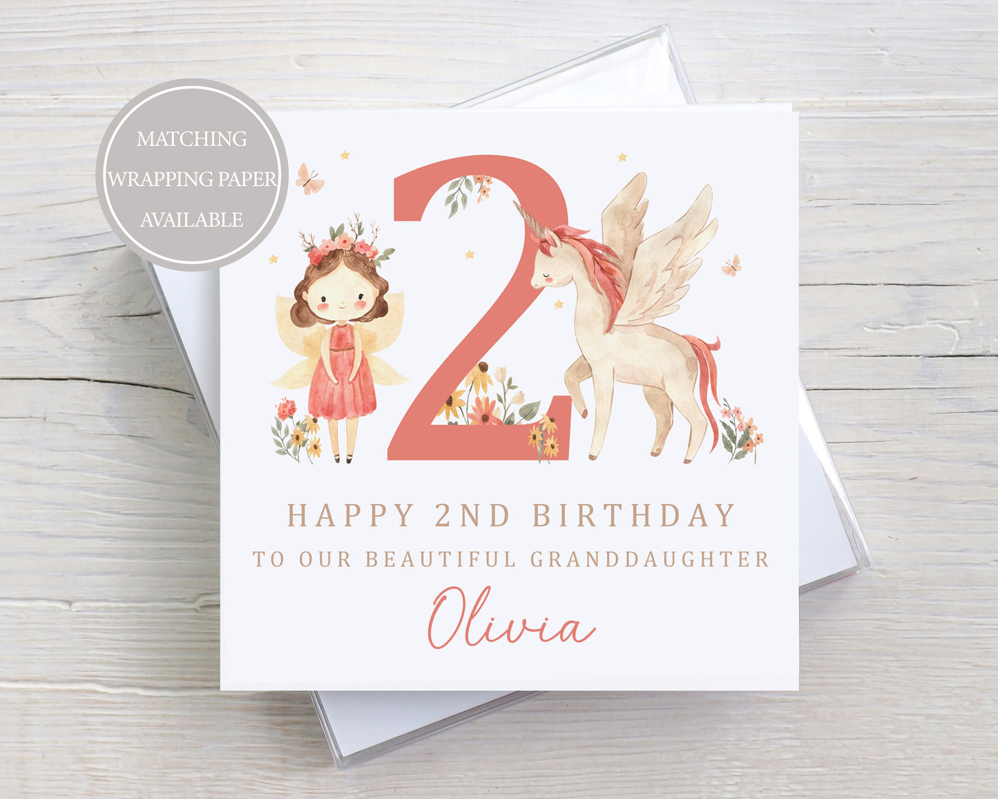 Personalised Girl's Fairy Unicorn Birthday Card