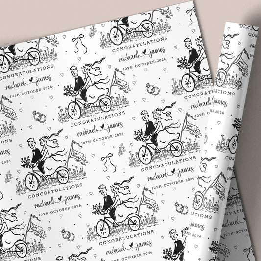 Personalised Wedding Wrapping Paper | Bride & Groom Design