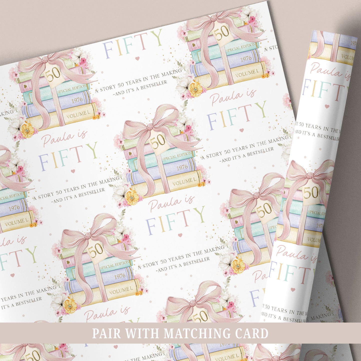Personalised 50th Birthday Wrapping Paper