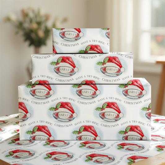 Personalised Christmas Rugby Gift Wrapping Paper