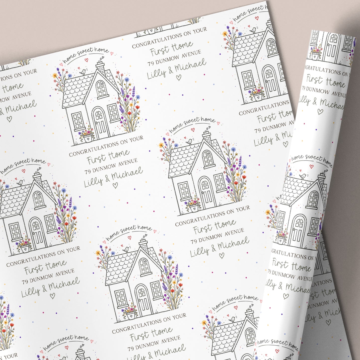 Personalised Home Sweet Home Wrapping Paper