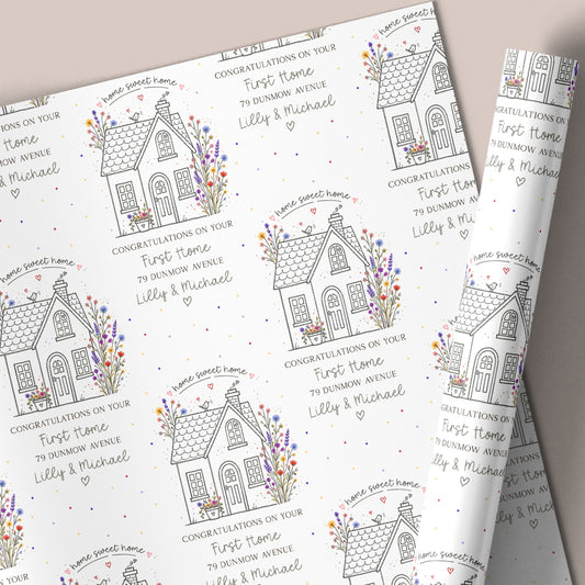 Personalised Home Sweet Home Wrapping Paper