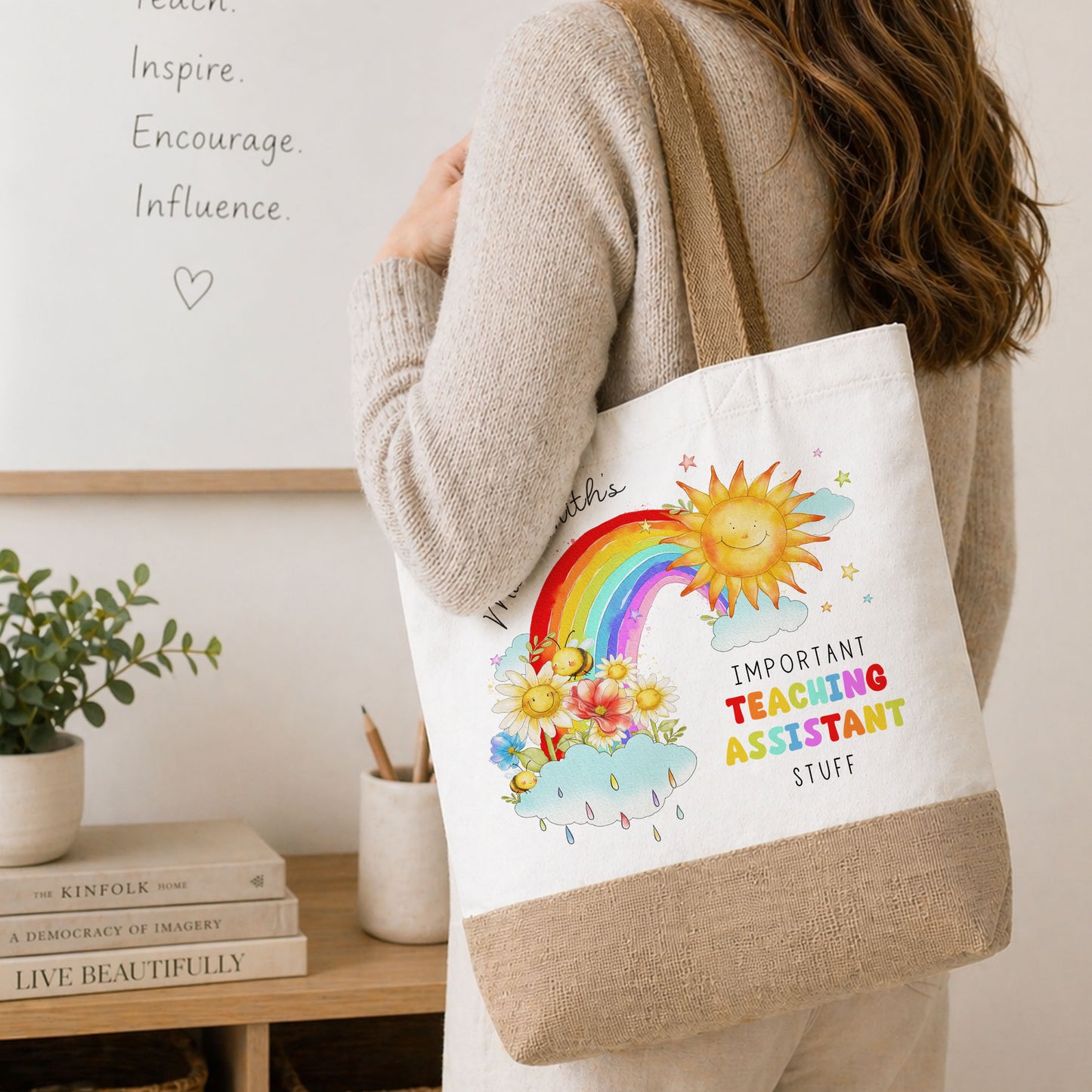 Personalised Teaching Assistant Jute Tote Bag