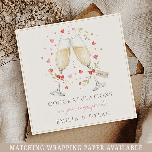 Personalised Champagne Flute Engagement Card