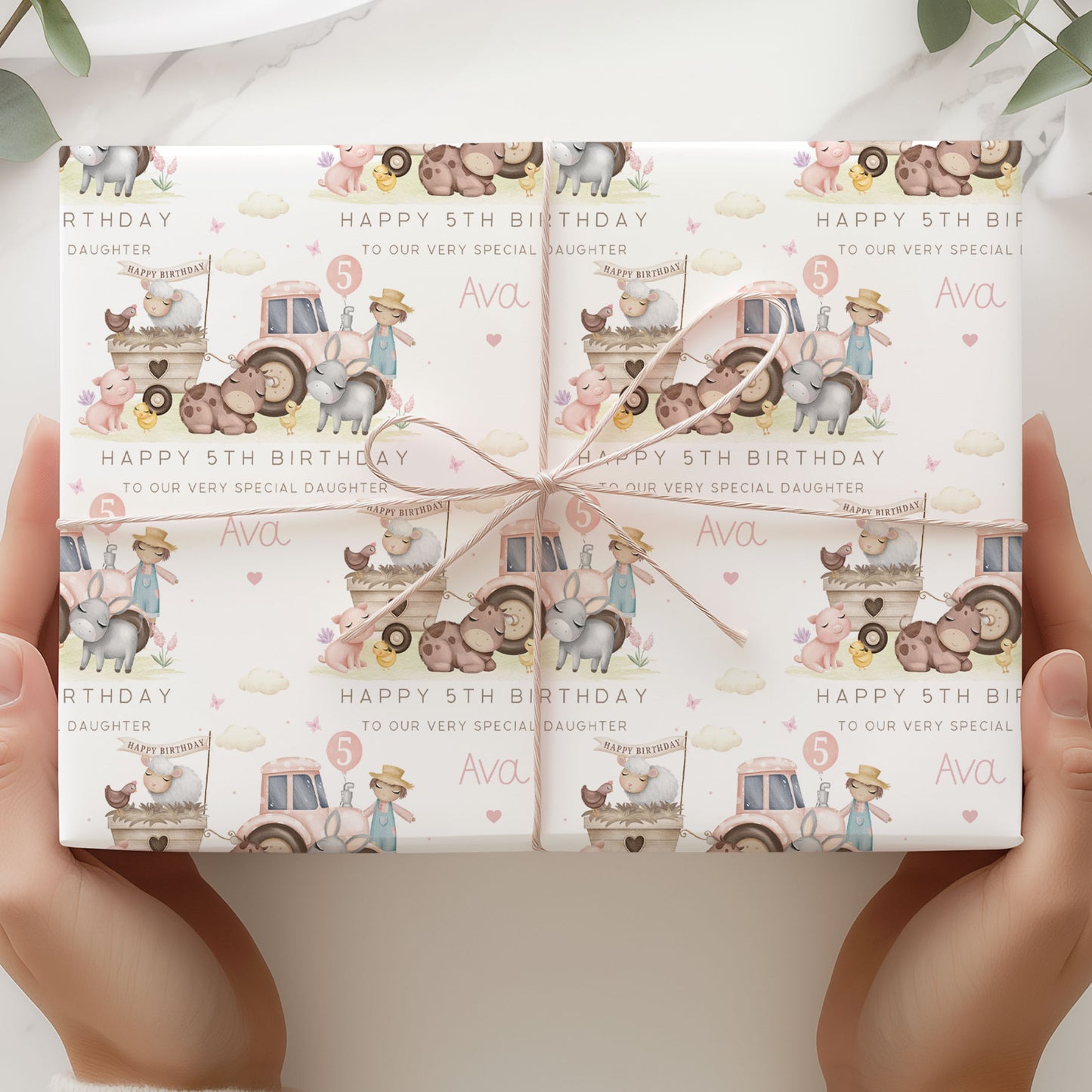 Personalised Girl's Farm Birthday Gift Wrapping Paper