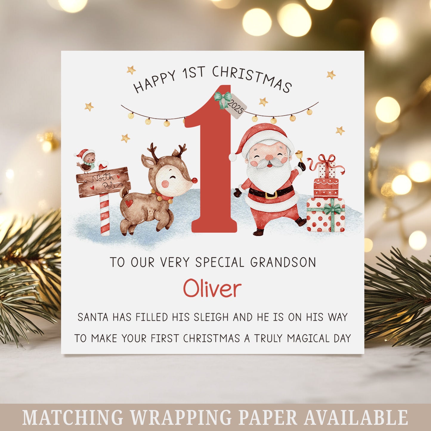 Personalised Baby's First Christmas Card