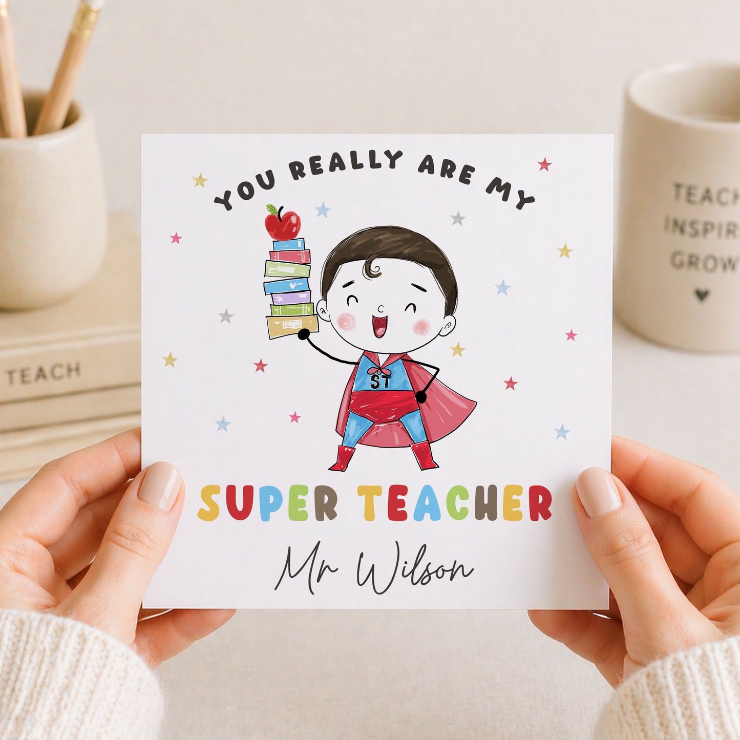 Personalised Superhero Teacher Card