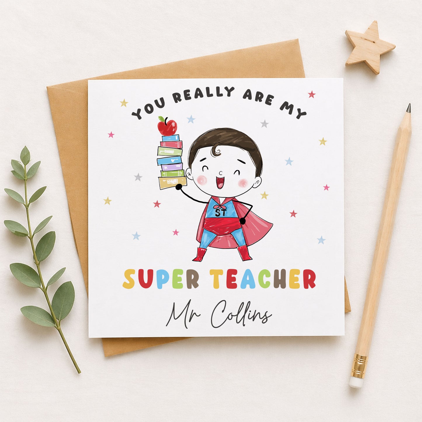 Personalised Superhero Teacher Card
